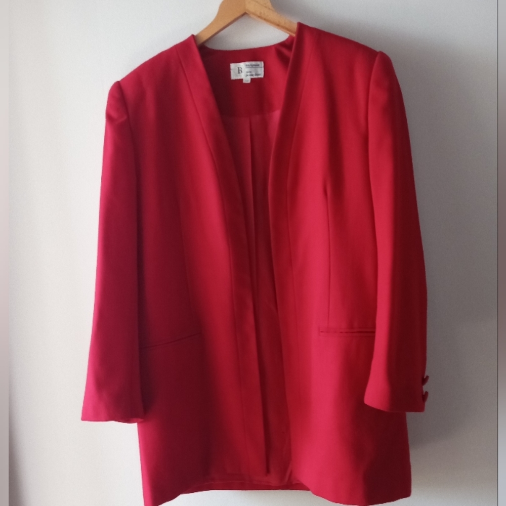 ♥️Jeremy Scott Braemar | Vintage 80s 90s Women's Red Wool Blazer | Size 12